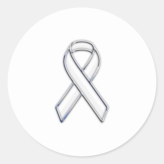 Sticker Rond Style Chrome White Ribbon Sensibilisation (Devant)