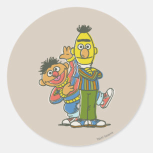 Sticker Rond Style classique Bert et Ernie