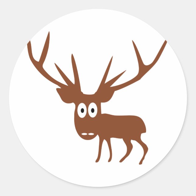 Sticker Rond style comique de cerf mignon (Devant)