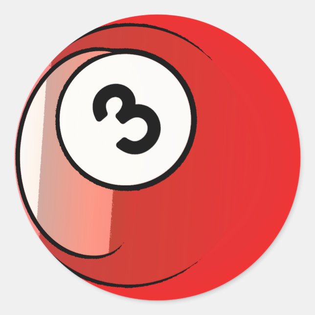 Sticker Rond Style comique Numéro 3 Billard Ball (Devant)