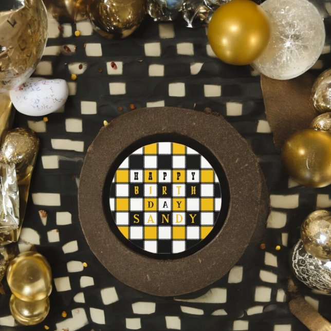 Sticker Rond Style de tableau d'échecs (Chess birthday party theme sticker,birthday party sticker,gift pack,envelope,return gift sticker)