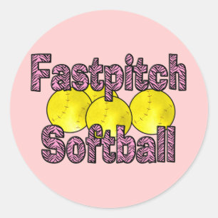 Sticker Rond Style Fastpitch Softball Zebra