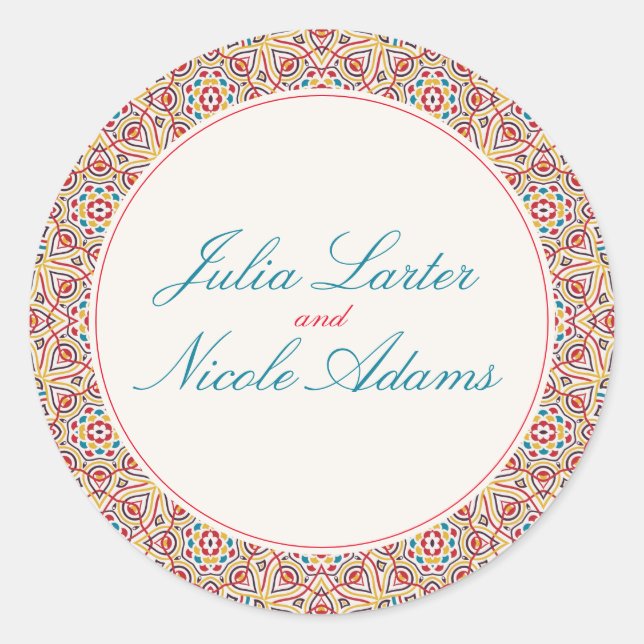 Sticker Rond Style géométrique Étincelles Mariage métallique en (Devant)