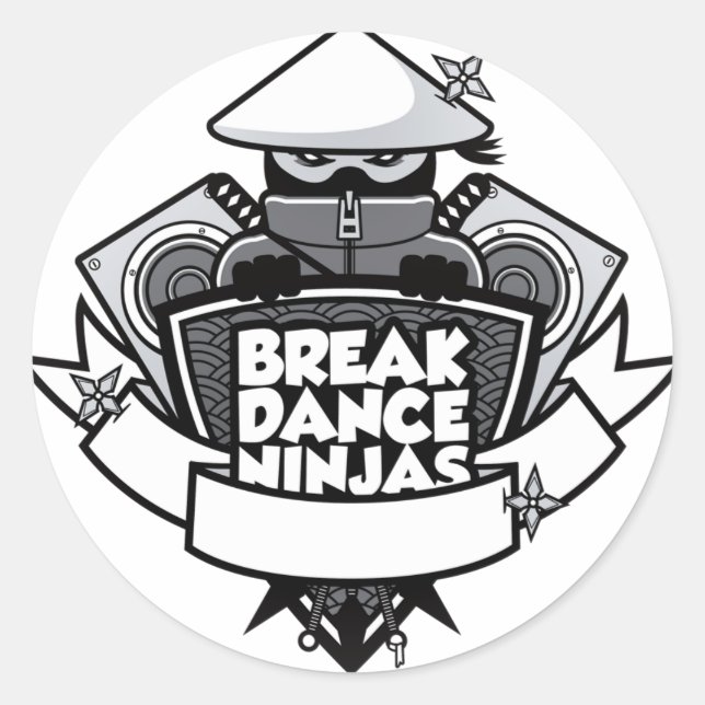 Sticker Rond Style japonais de crête de Breakdancing Ninja (Devant)