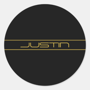 Sticker Rond Style moderne et modifiable Texte Or & Grilles