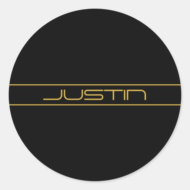 Sticker Rond Style moderne et modifiable Texte Or & Grilles (Devant)