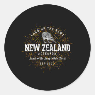Sticker Rond Style Nouvelle-Zélande