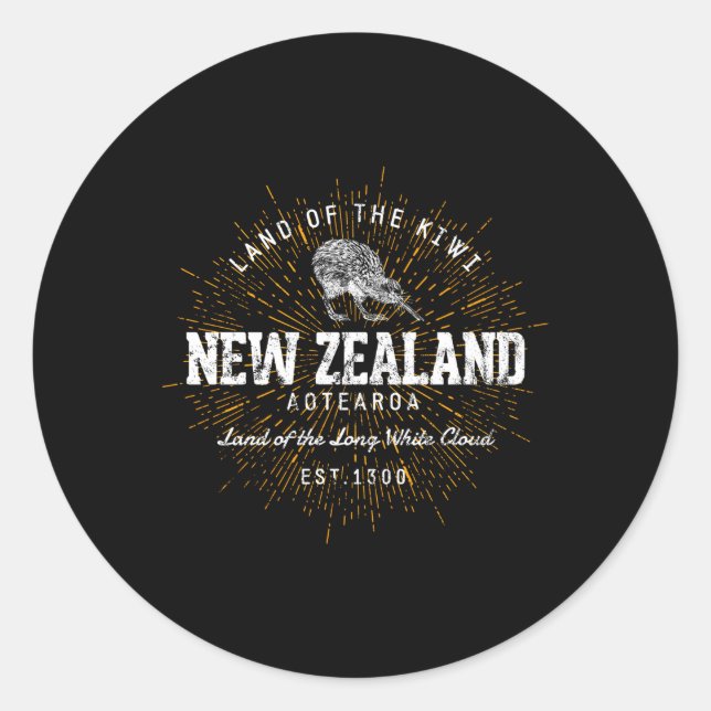 Sticker Rond Style Nouvelle-Zélande (Devant)
