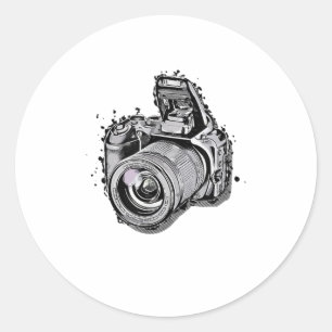 Sticker Rond Style photo de l'appareil photo numérique pour le