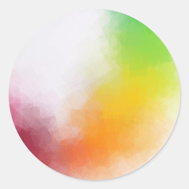Sticker Rond Style rose rouge jaune orange bleu vert Abstrait (Devant)