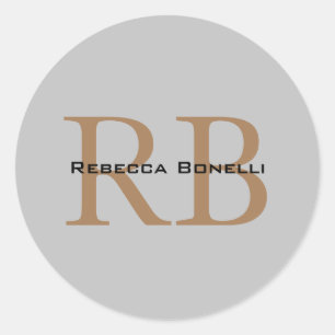 Sticker Rond Style Tendance Monogramme Minimaliste Simple Ajout