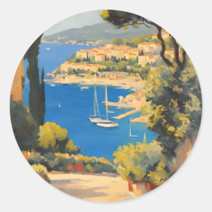 Sticker Rond Style vintage Côte d'Azur