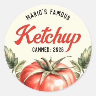 Sticker Rond Style vintage Cuisson maison Tomate Ketchup