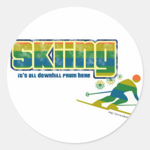 Sticker Rond Style vintage de ski