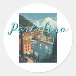 Sticker Rond Style Vintage Portofino Gênes Italie