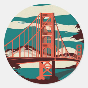 Sticker Rond Style Vintage San Francisco