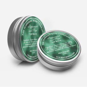 Sticker Rond Style vintage savon en feuille verte tissée cosmét