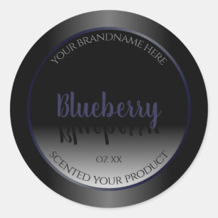 Sticker Rond Stylish Black and White Product Labels Blue Frame