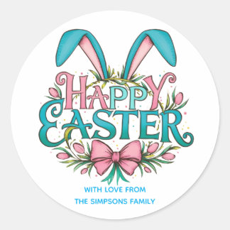 Sticker Rond Stylish bunny ears Happy Easter