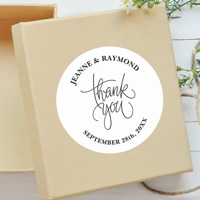 Sticker Rond Stylish Merci Calligraphie Mariage Faveur (Créateur téléchargé)