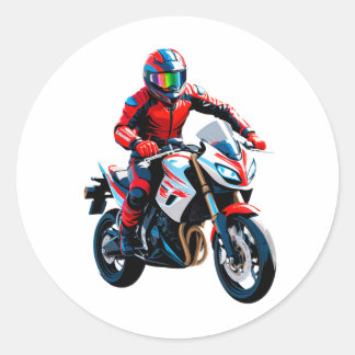 Sticker Rond Stylish Motorcycle Rider