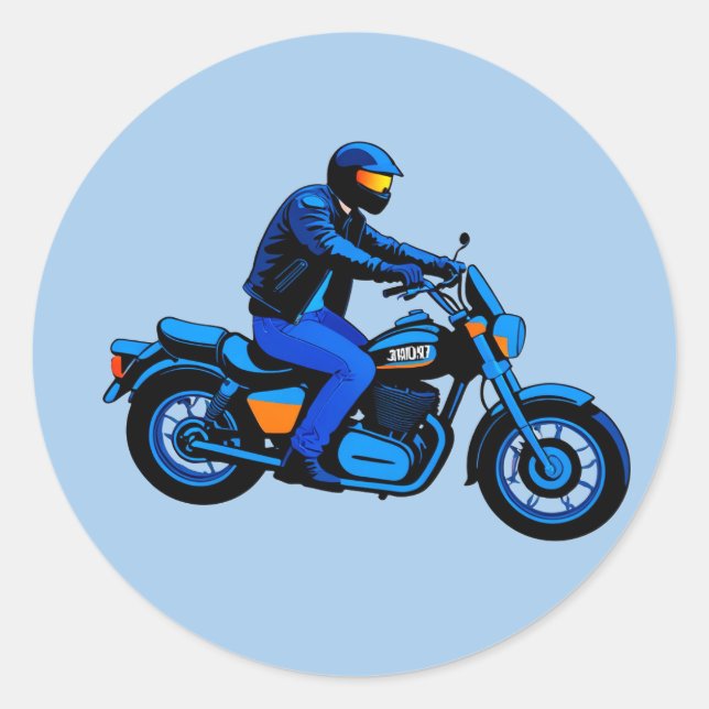 Sticker Rond Stylish Motorcycle Rider (Devant)