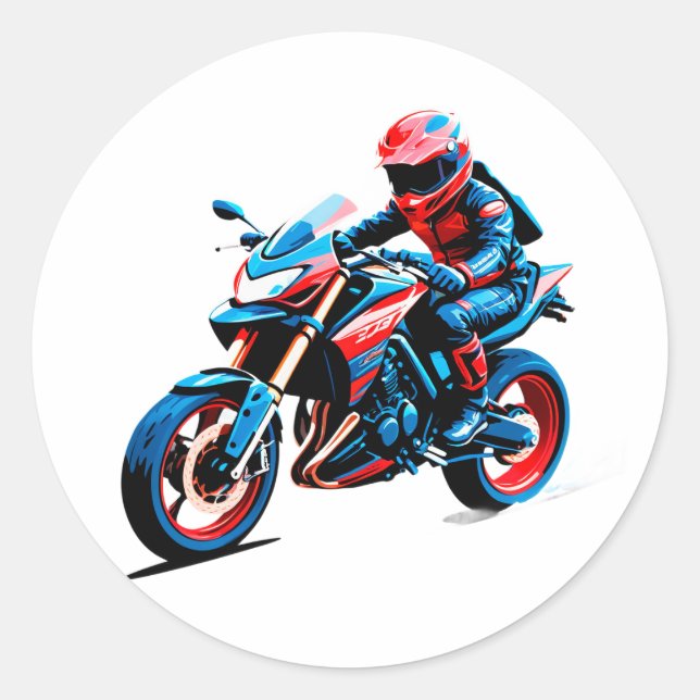 Sticker Rond Stylish Motorcycle Rider (Devant)