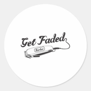 Sticker Rond Styliste Barber Obtenir Faded Coiffeur Idée cadeau