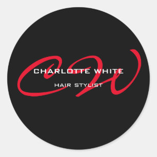 Sticker Rond Styliste de cheveux Monogramme minimaliste moderne