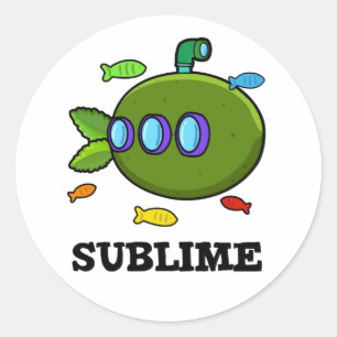 Sticker Rond Sublime Funny Sous-marin Fruit Lime Pun