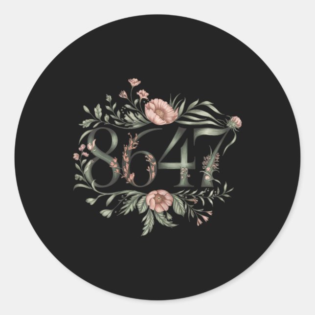 Sticker Rond Subtle Anti Trump 8647 Floral Boho Président (Devant)