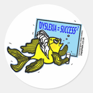 Sticker Rond Succès de dyslexique de ~ de poissons de