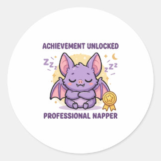 Sticker Rond Succès Débloqué Chauve-Souris Dormeuse Professionn