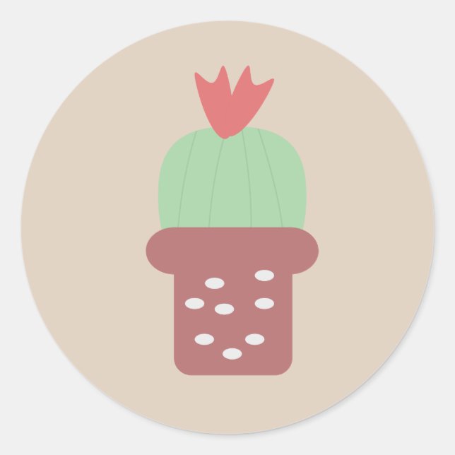 Sticker rond Succulent Cactus du désert classique (Devant)
