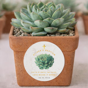 Sticker Rond Succulent La foi en or Plantes le Baptême des seme