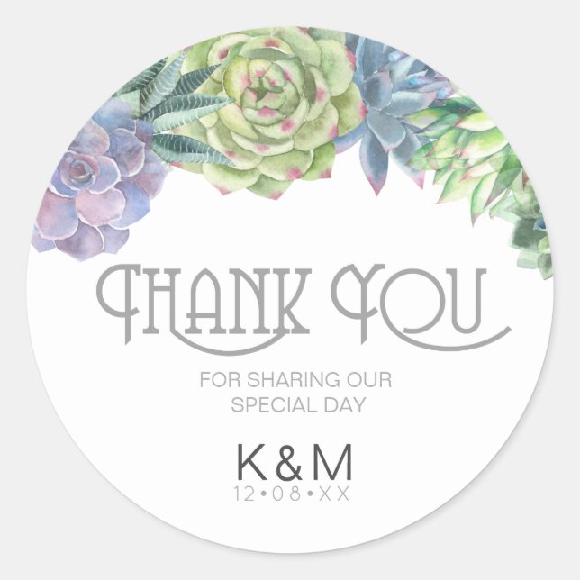 Sticker Rond Succulents et Mariage étincelant ID515 (Devant)