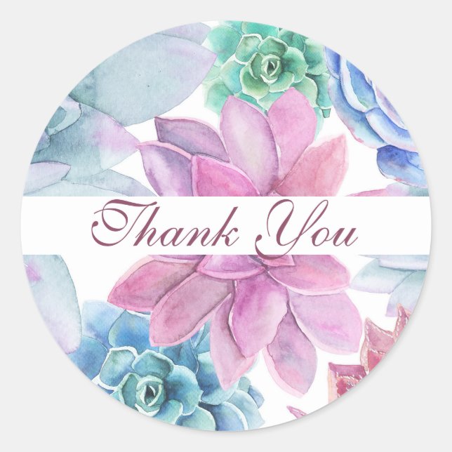 Sticker Rond Succulents Marbre Chic Fête des mariées Fiesta Fav (Devant)