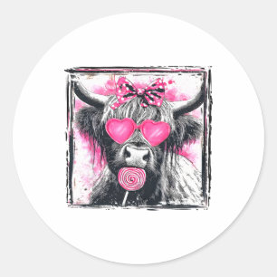 Sticker Rond Sucette Vache Arc Valentine Rose Cœur Mignon Vinta