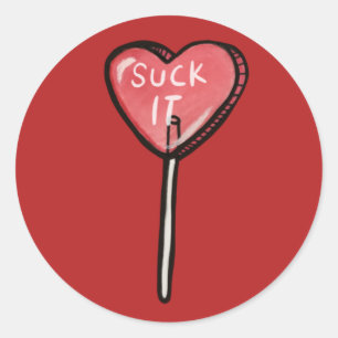 Sticker Rond Suck it Anti Valentine Heart Sucker