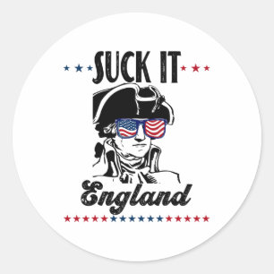 Sticker Rond Suck It England Drôle 4 juillet - George Washing