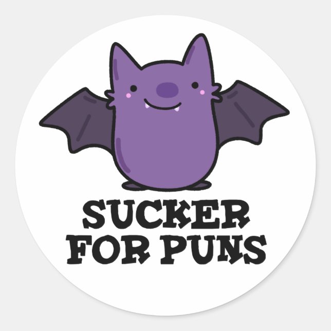 Sticker Rond Sucker Pour Les Puns Amusant Petit Bat Pun (Devant)