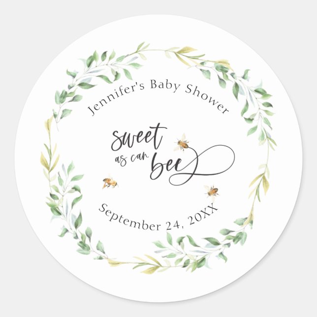 Sticker Rond Sucré Comme Peut Être Baby shower Personnalisé (Devant)