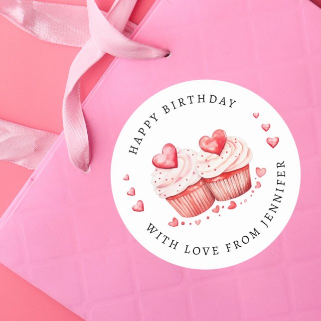 Sticker Rond Sucré cupcakes Joyeux anniversaire (Créateur téléchargé)
