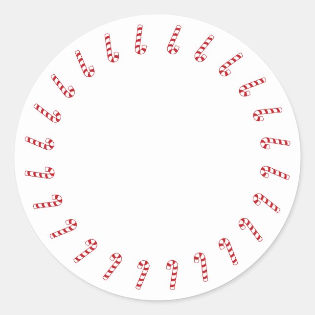 Sticker Rond Sucre de canne de Noël bordure rouge blanc blanc b (Devant)