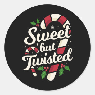 Sticker Rond Sucre de canne de Noël doux mais tordu amusant Noë