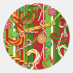 Sticker Rond Sucre de canne de Noël Jeu d'amusement de 20