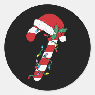 Sticker Rond Sucre de canne de Noël Père Noël Xmas Enfants Enfa