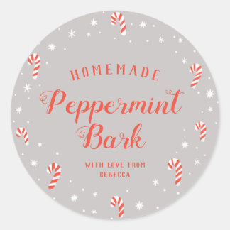 Sticker Rond Sucre de canne Pepperment Bark Homemade Christmas 