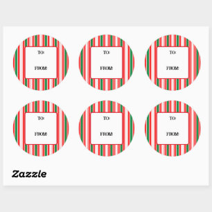 Sticker Rond Sucre de canne rayures Noël