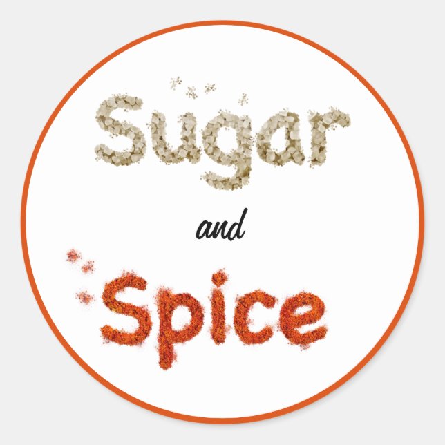 Sticker Rond Sucre et épices cubes sucre paprika chili poudre (Devant)